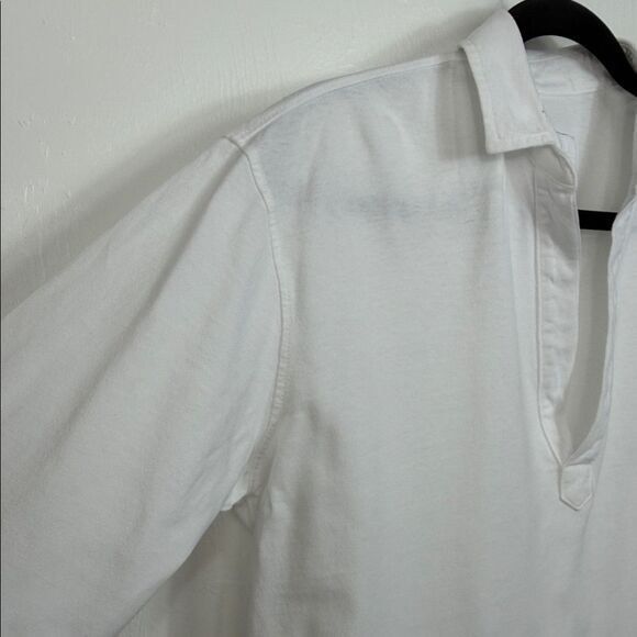Frank & Eileen White 100% Cotton Long Sleeve Polo Popover Top Size S - Picture 3 of 10